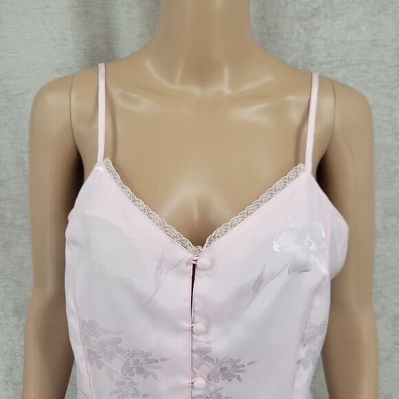 Valerie Stevens Y2K Light Pink Floral Jacquard Satin Cami Feminine Coquettegirl - Picture 2 of 7